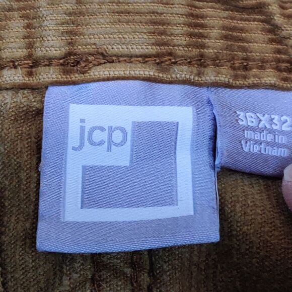 JC Penney (jcp) Corduroy Pants Men's TAG 36X32 (36x30) Slim Straight Brown Tan - Picture 6 of 14